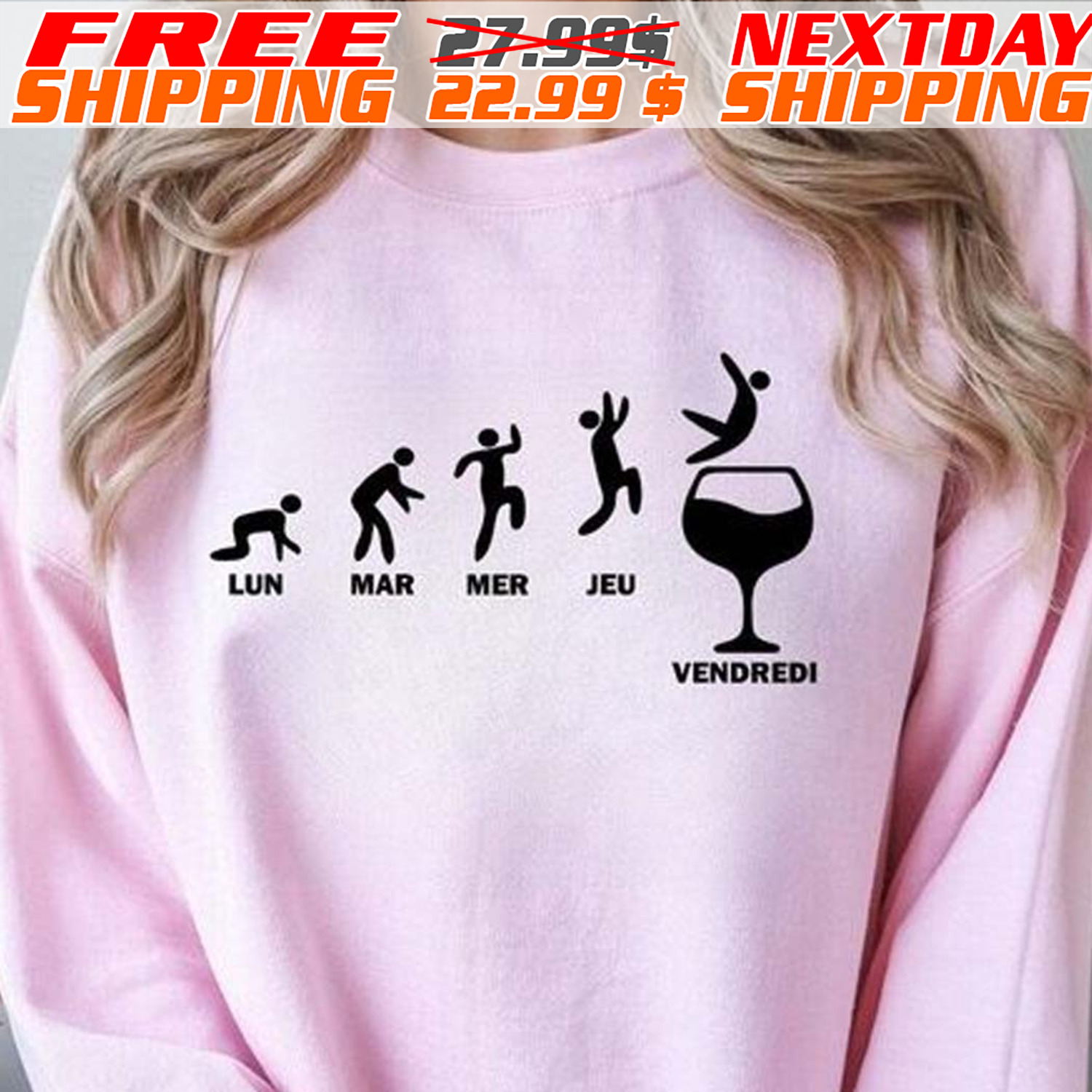 French Stickman Lun Mar Mer Jeu Vendredi Shirt