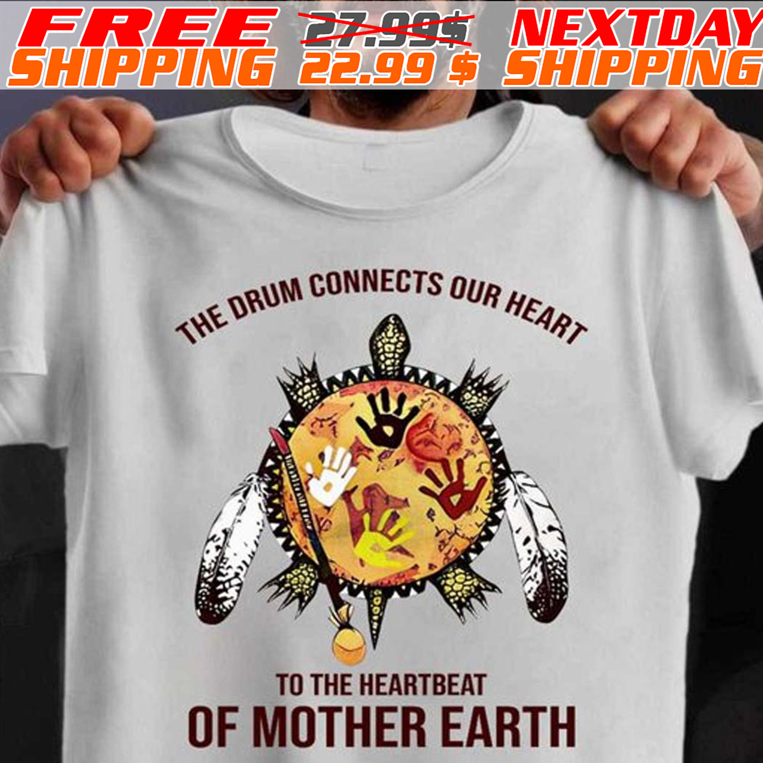 Native American Turtle The Drum Connects Your Heart To The Heartbeat Of Mother Earth Shirt