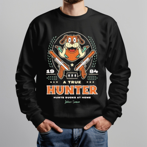A True Hunter Hunt Duck At Home Indoor Season 1984 Dog Shirt