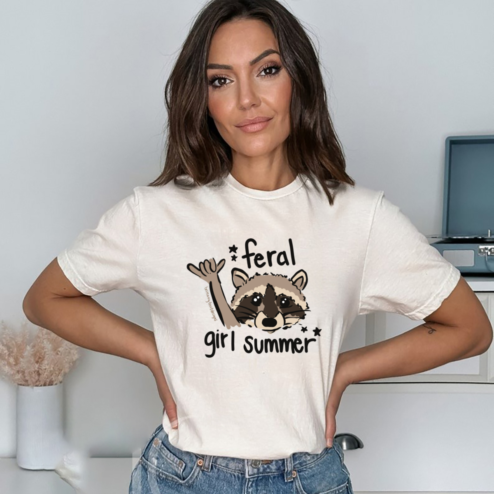 Raccoon Feral Girl Summer Shirt