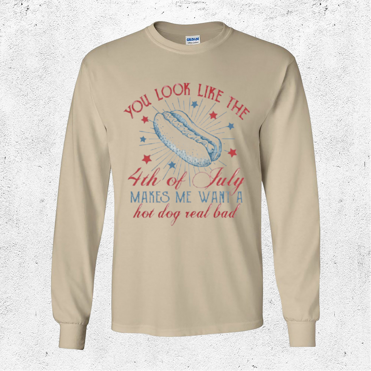 thumbnail image 2 of "You Look Like The 4th Of July" Funny Hot Dog T-Shirt - Unisex Cotton Tee For Independence Day 2 of 4