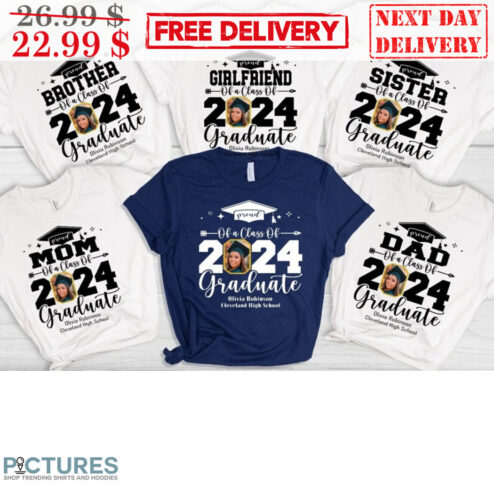 Custom Photo Proud Girlfriend Of A Class Of 2024 Graduation Shirt