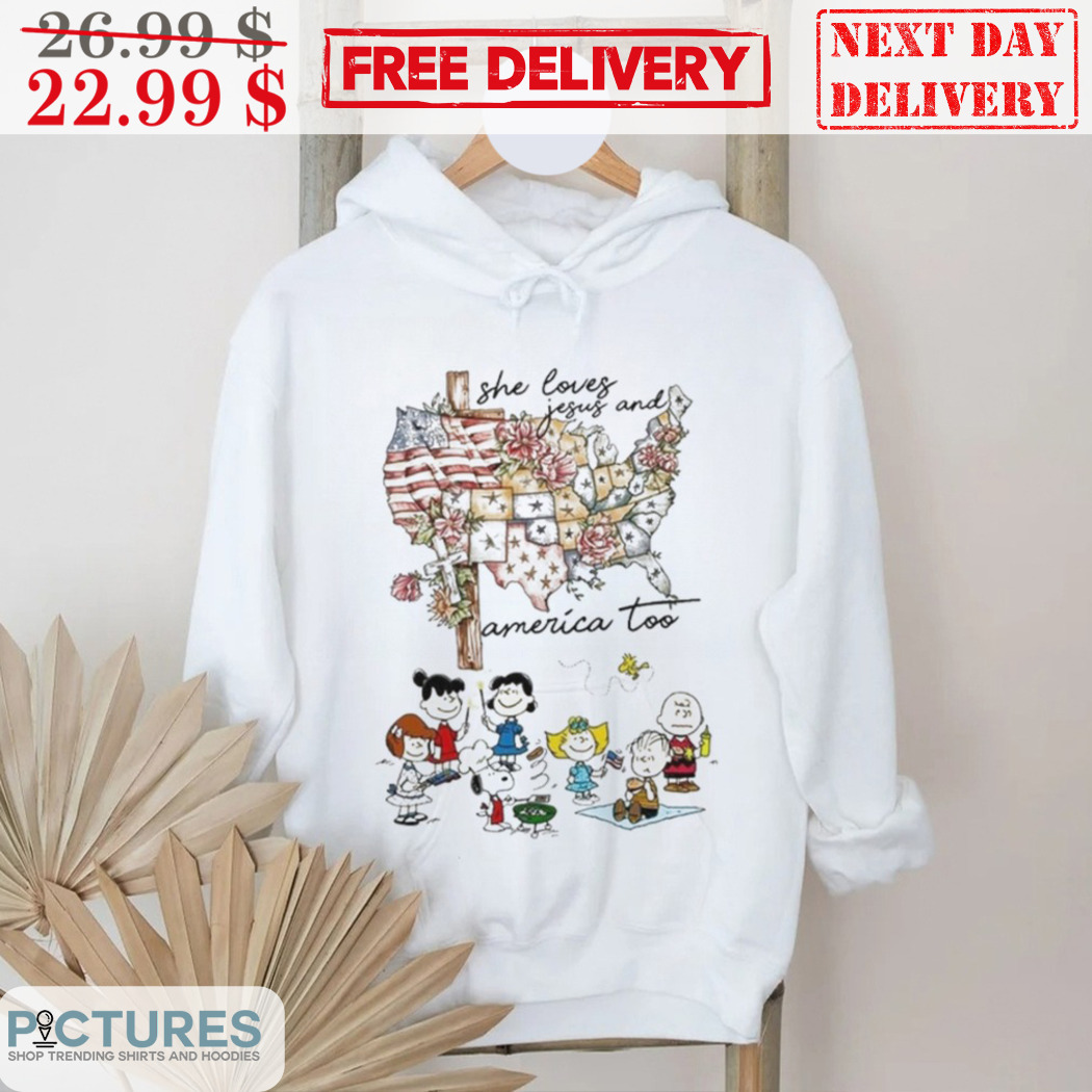 Peanuts She Loves Jesus And America Too 2024 Shirt
