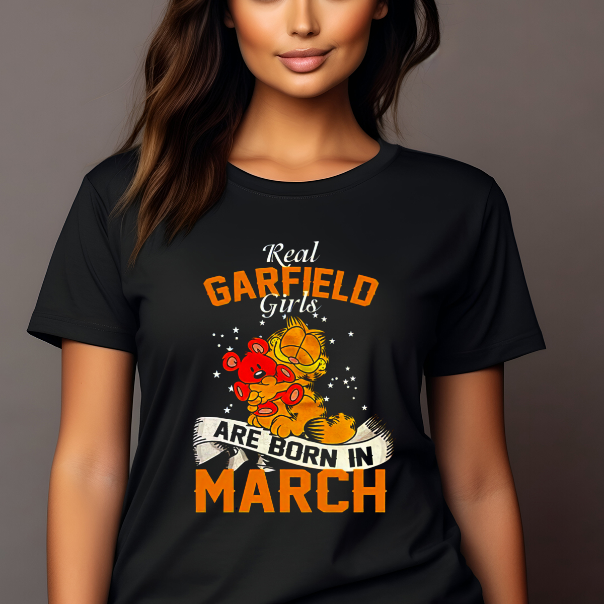 Custom Real Garfield Girls Are Born In March Shirt