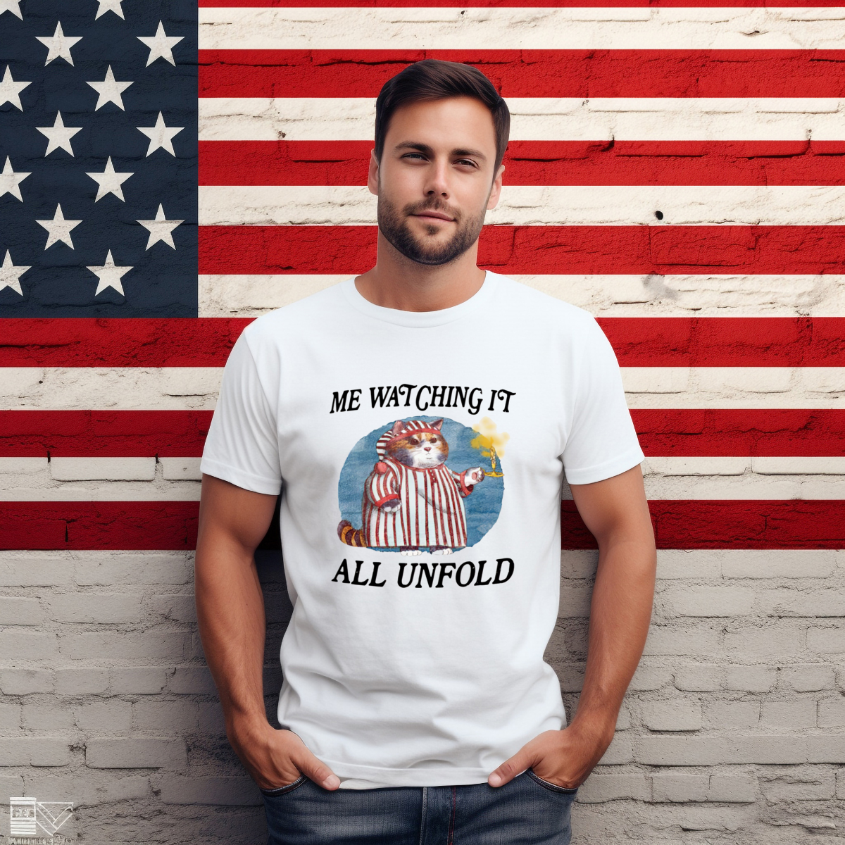 Cat Pajama Me Watching It All Unfold Shirt