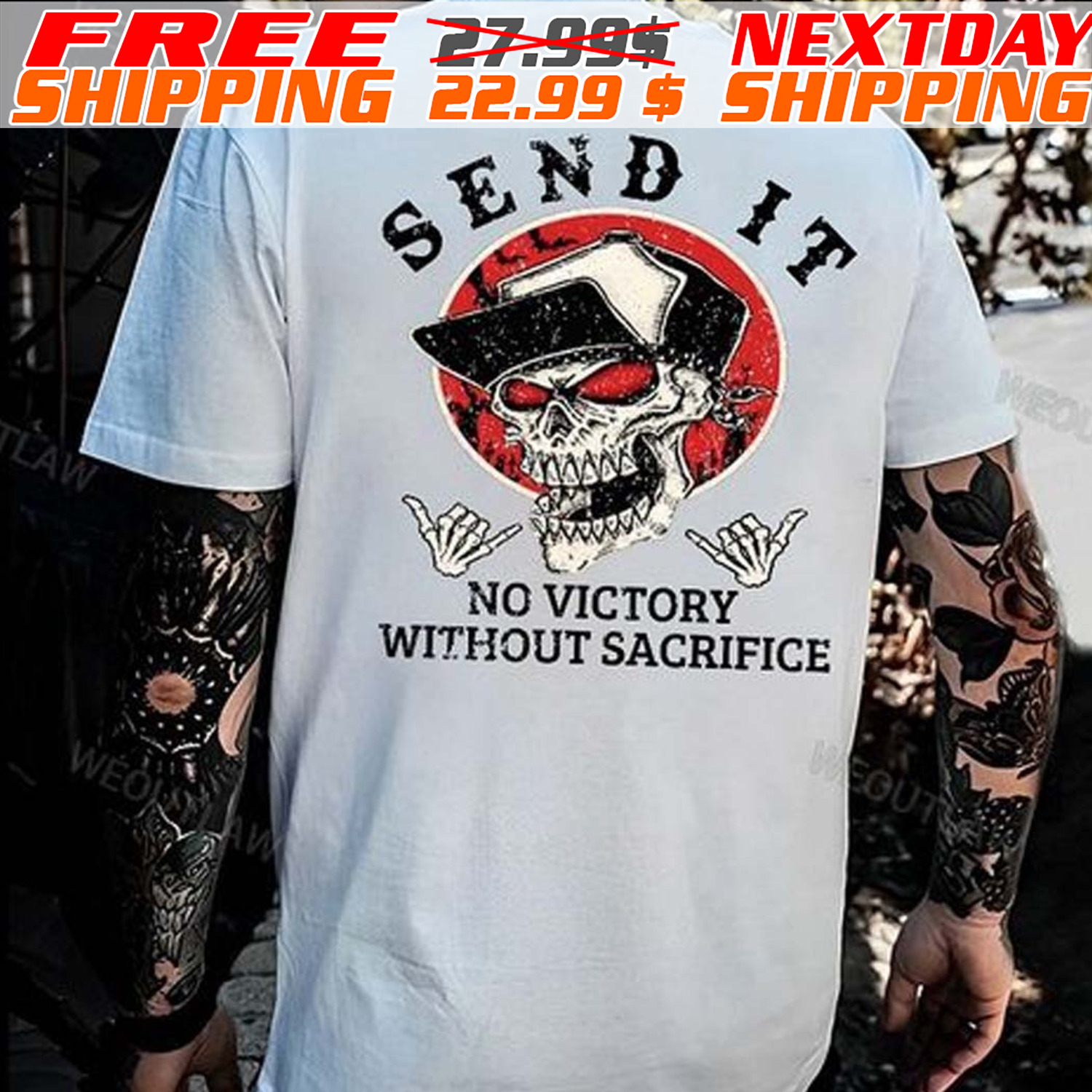 Skull Send It No Victory Without Sacrifice Shirt