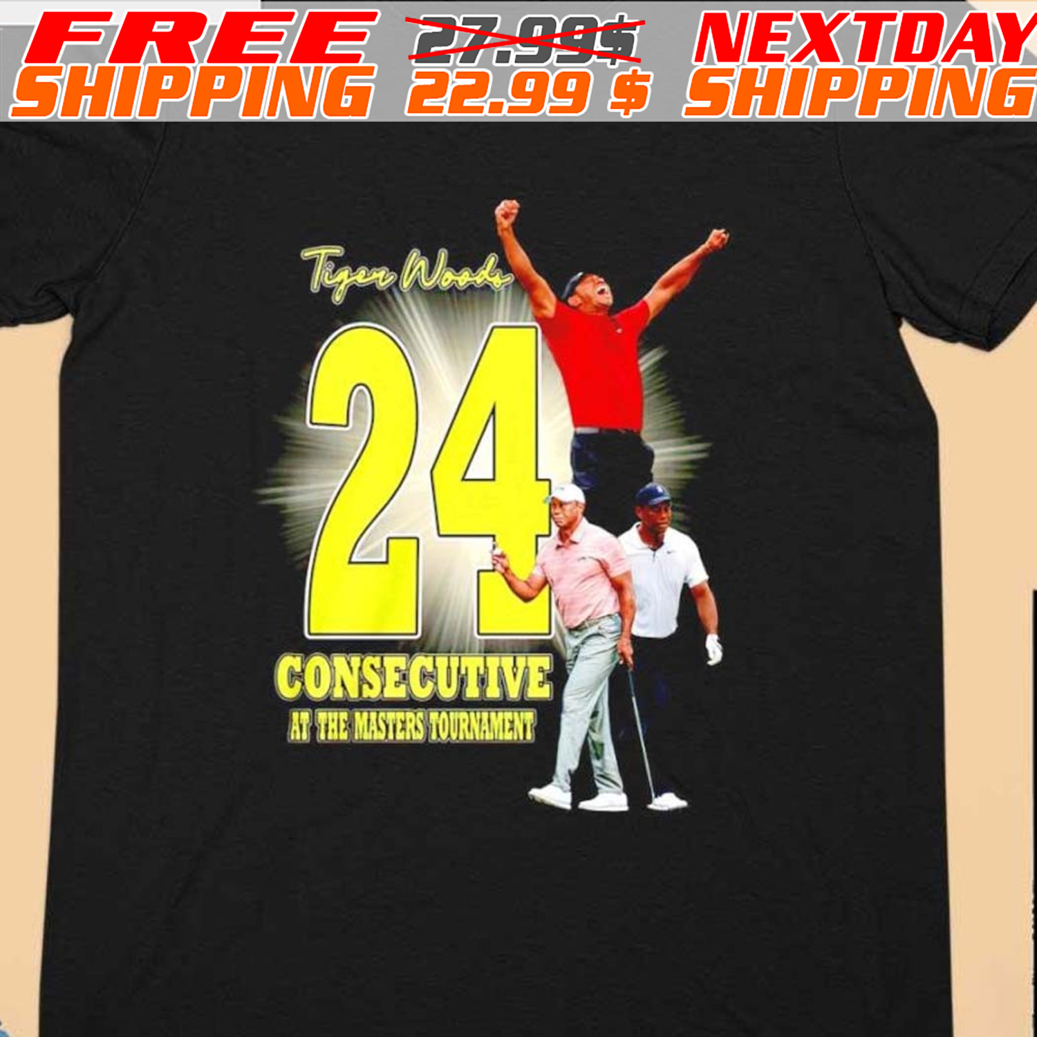 Tiger Woods 24 consecutive at the Masters Tournament Shirt