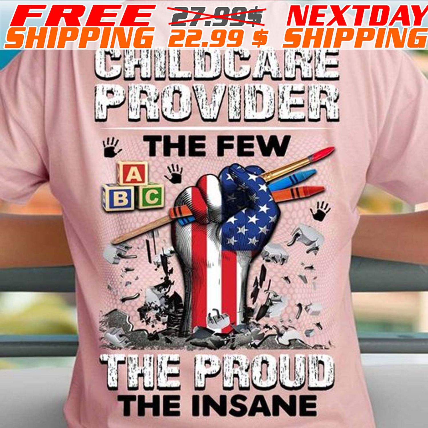 America Flag Childcare Provider The Few The Proud The Insane Shirt