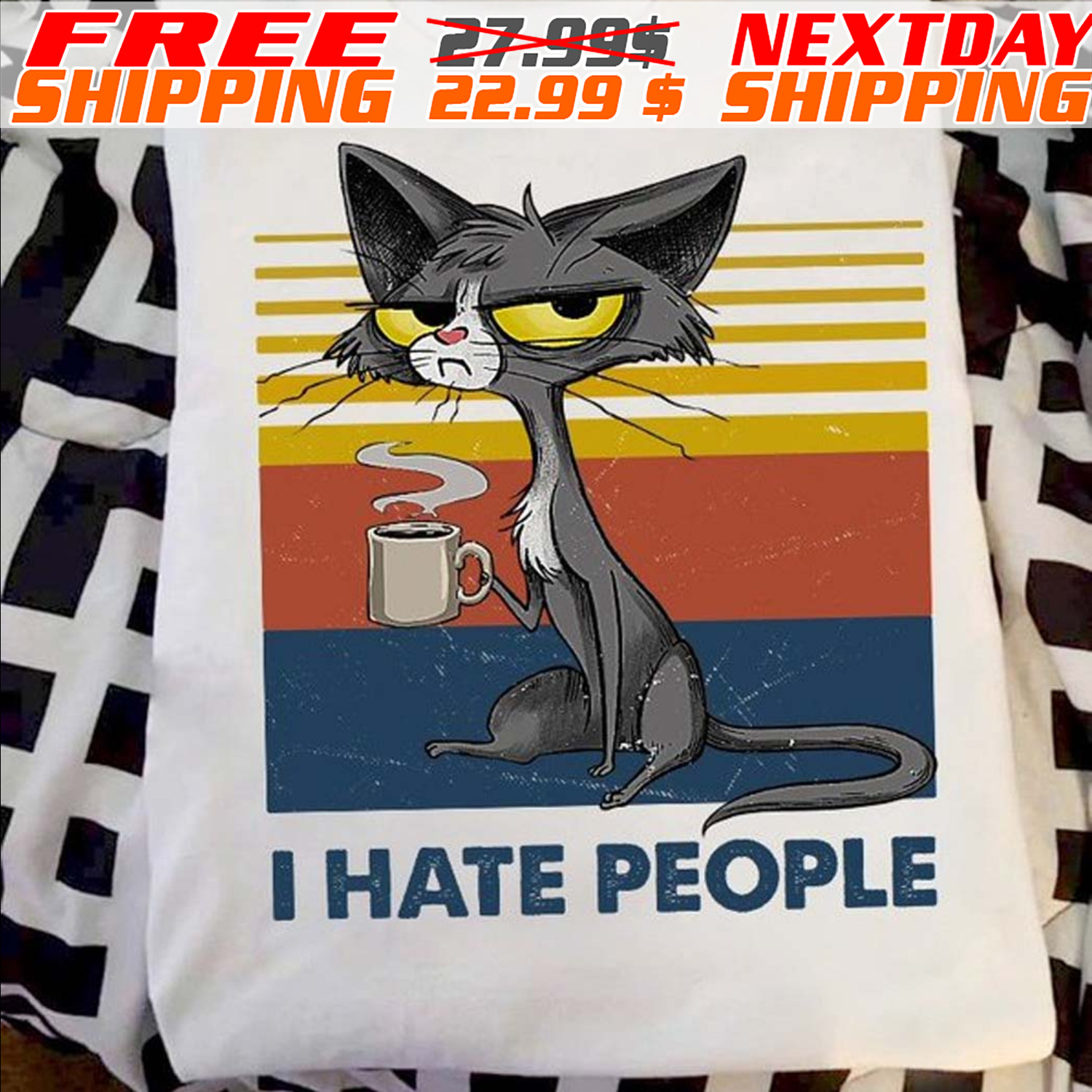 Black Cat I Hate People Shirt