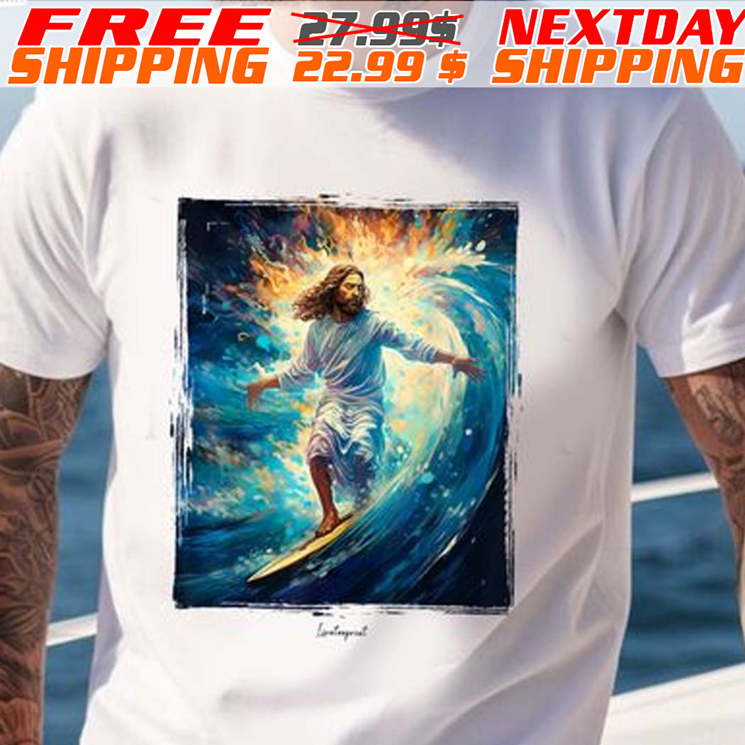 esus Walking on Water Evangelical Christian Shirt