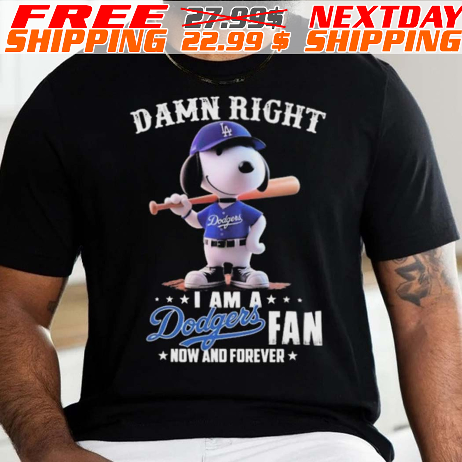 Snoopy Los Angeles Dodgers I Am A Dodgers Fan Now And Forever 2024 Shirt