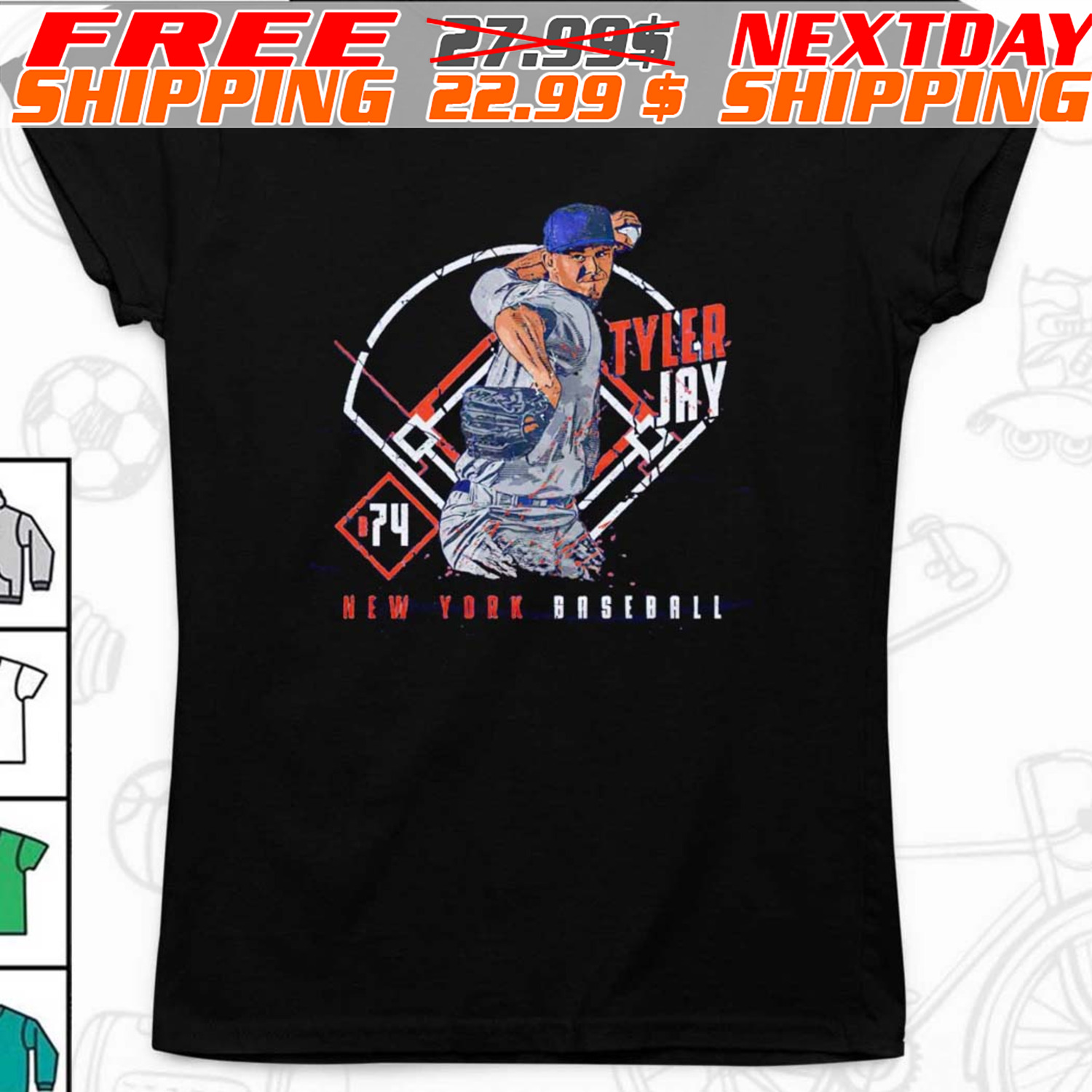 Tyler Jay #74 New York Mets Baseball Shirt