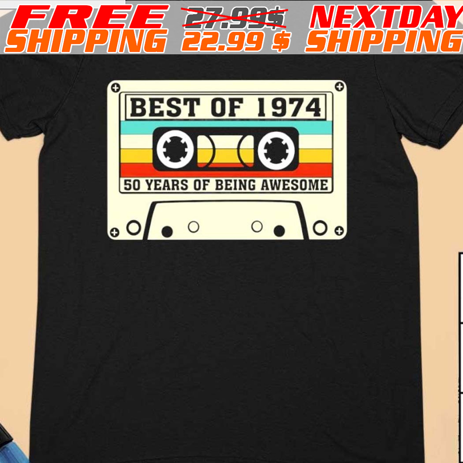 Best Of 1974 50 Years Of Being Awesome Vintage Shirt