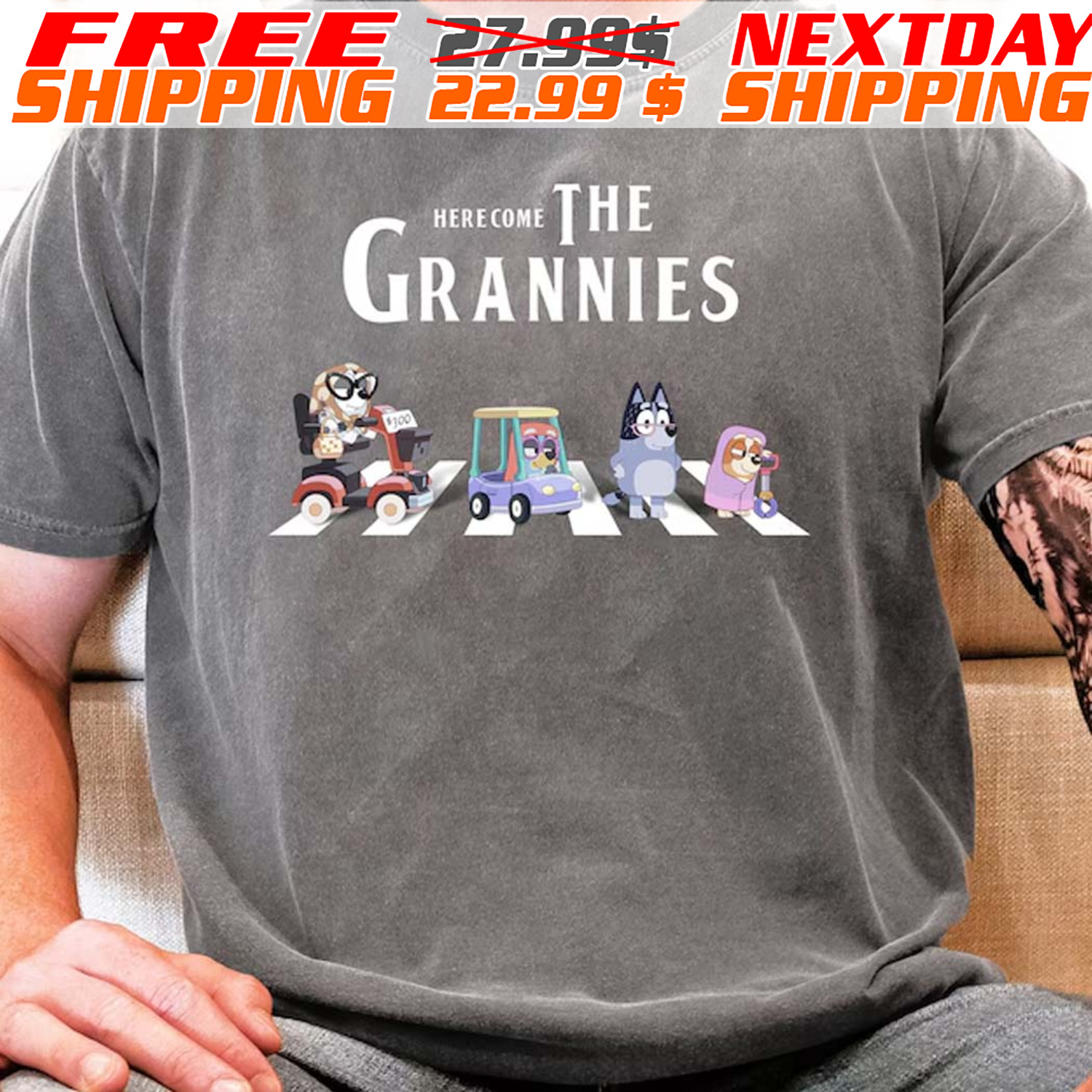 Bluey Here come the grannies Abbey Road Shirt