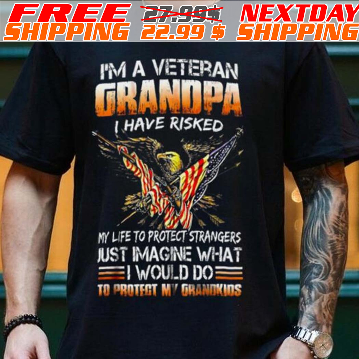 Grandpa Proud Vet Grandfather Father's Day Shirt