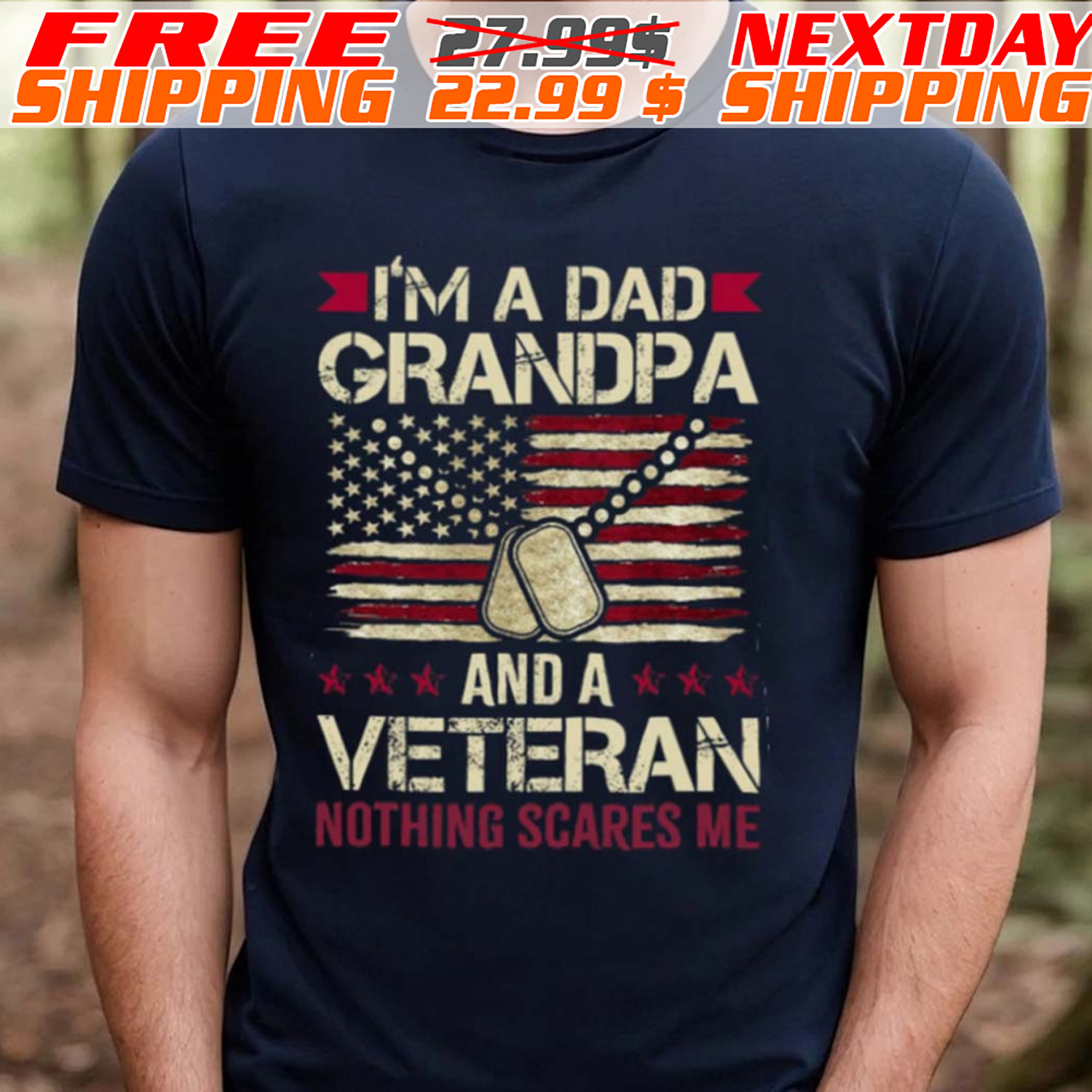 I'm A Dad Grandpa And A Veteran Nothing Scares Me Shirt