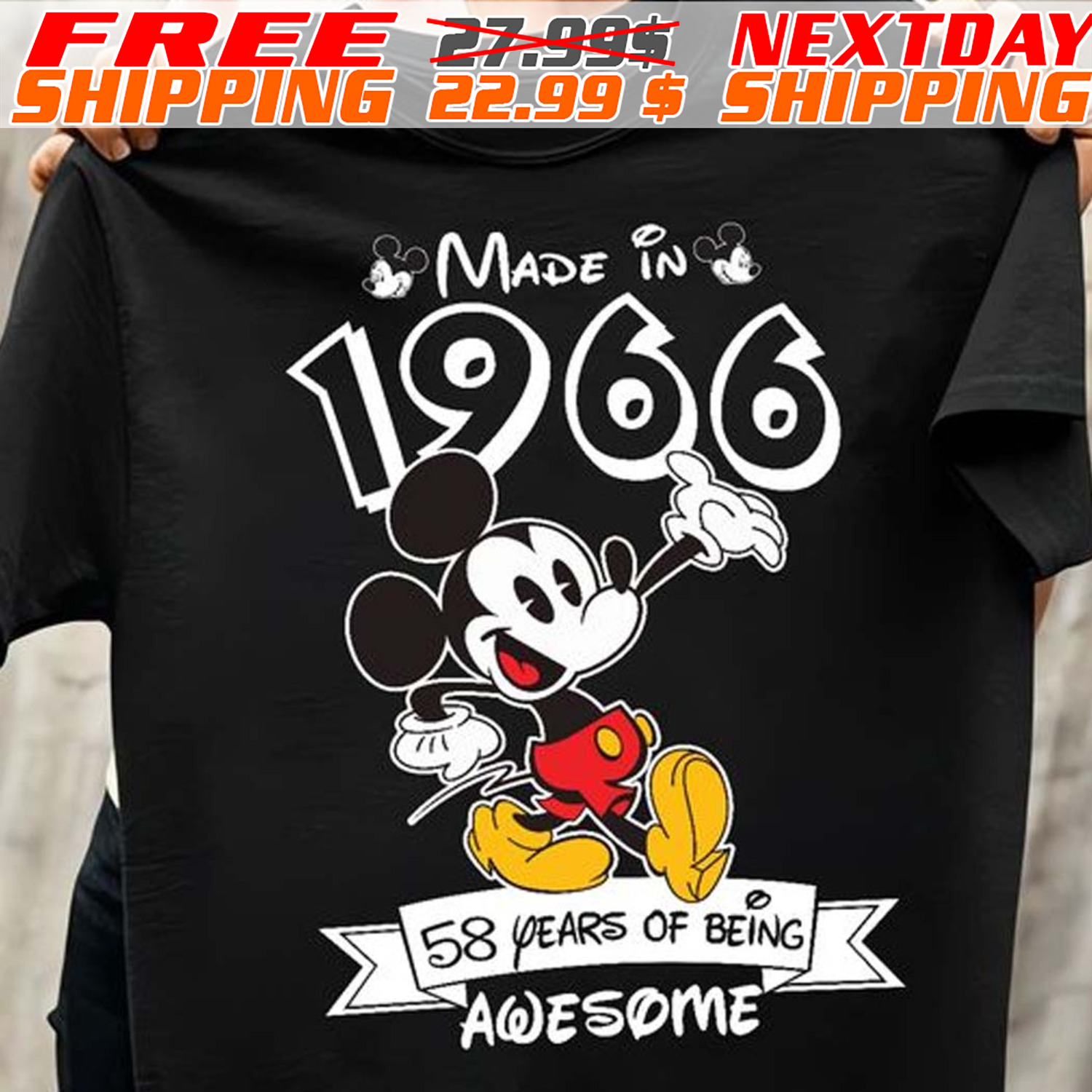 Mickey Made In 1966 58 Years Of Being Awesome Shirt