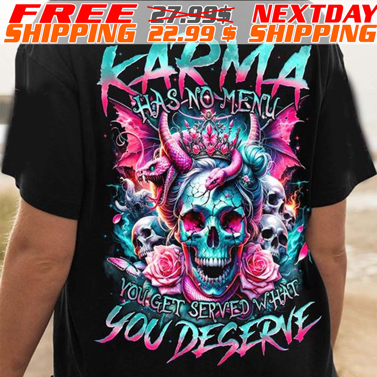 Skull Horn Skull Karma Has No Menu Young Fur Served Ware You Deserve Shirt Skull Horn Skull Karma Has No Menu Young Fur Served Ware You Deserve Shirt