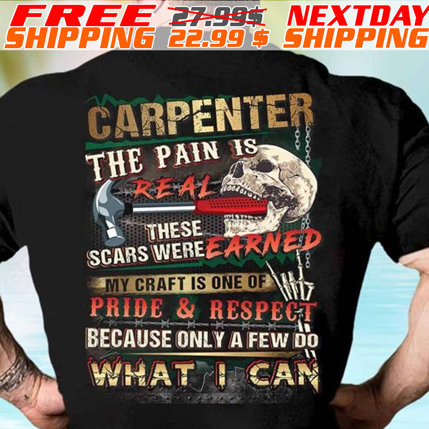 Skull Carpenter The Pain Is Real Scars Were Earned Shirt