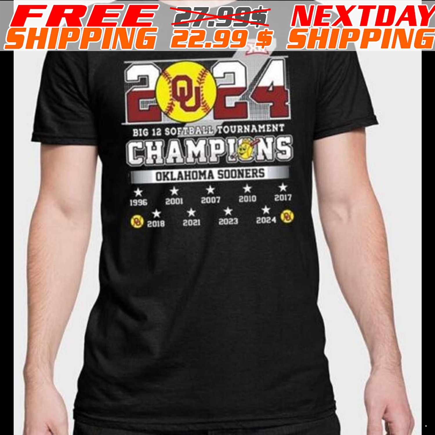 2024 Big 12 Softball Tournament Champions Sooners Shirt