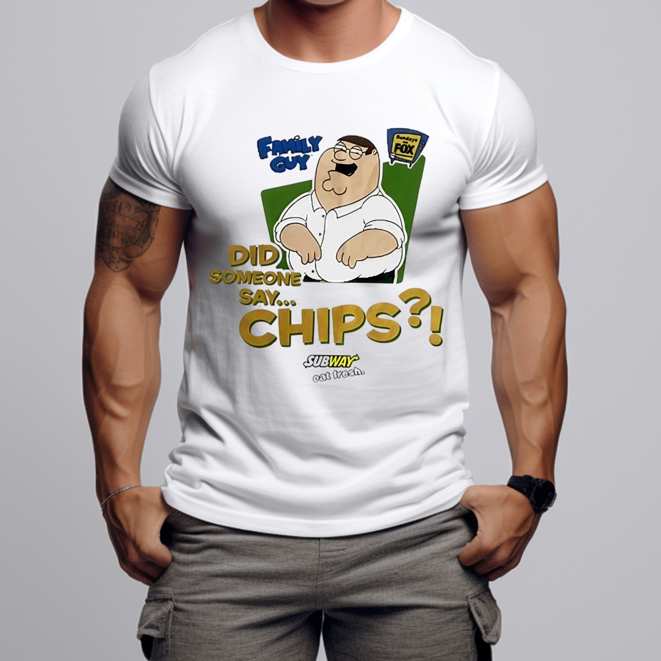 Noelle Wearing Family Guy Did Someone Say Chips Shirt