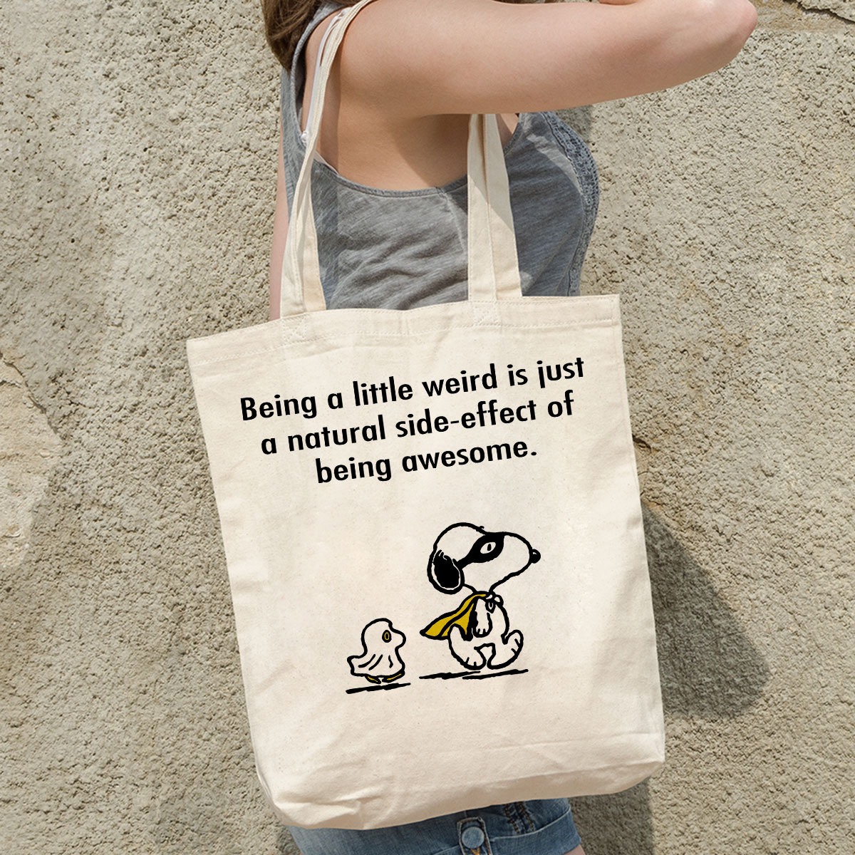 Canvas_Tote_Bag_Mockup_09-1-(4) Snoopy and Woodstock Being A Little Weird Is Just A Natural Side-effect Of Being Awesome shirt 2 Picturestees Customized Gifts