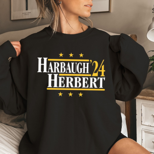 Trader Aaron Wearing Harbaugh Herbert 2024 Shirt