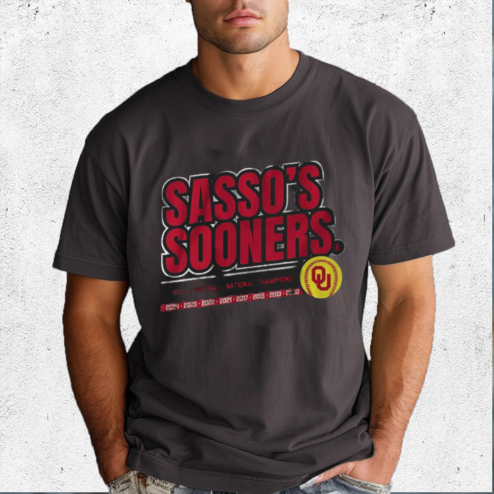 Oklahoma Sooners Eight-Time NCAA Softball Womens College World Series National Champions Sassos Sooners 2024 Shirt