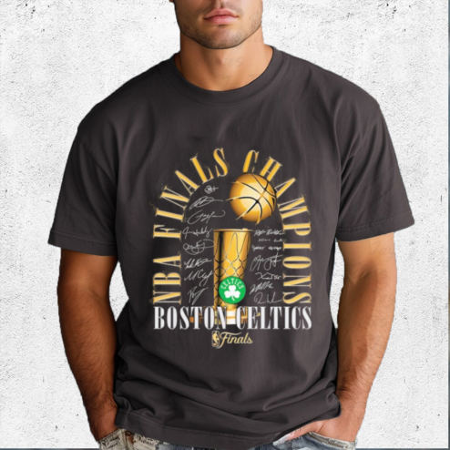 Signatures Boston Celtics 2024 NBA Finals Champions Fade Away Jumper Roster Shirt