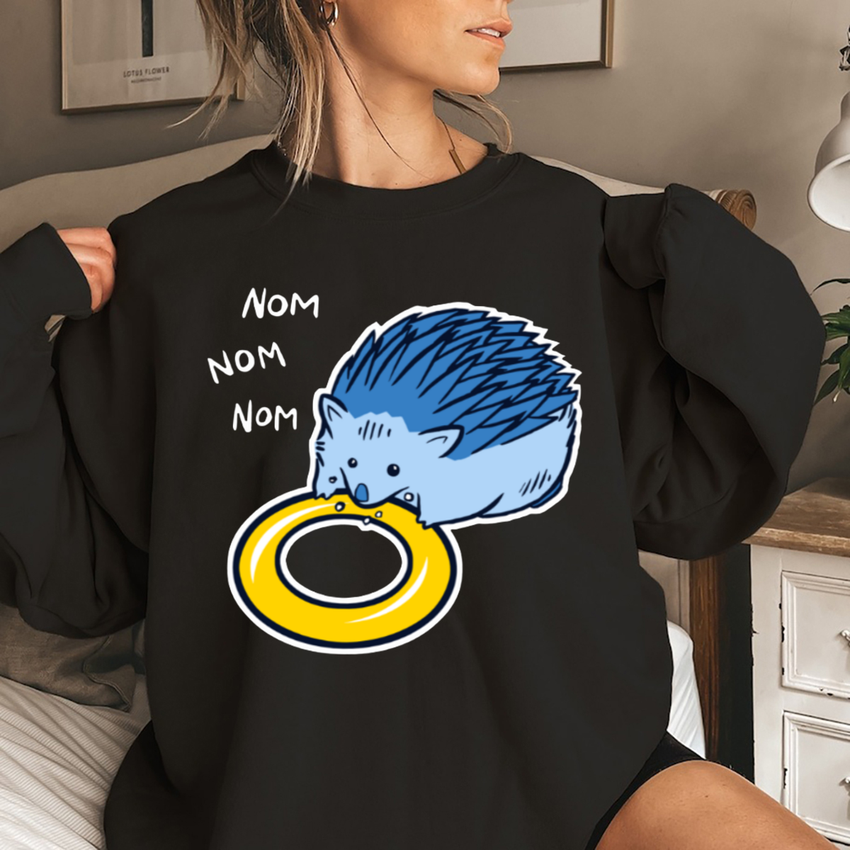 Hungry Blue Hedgehog Nom Nom Nom Shirt