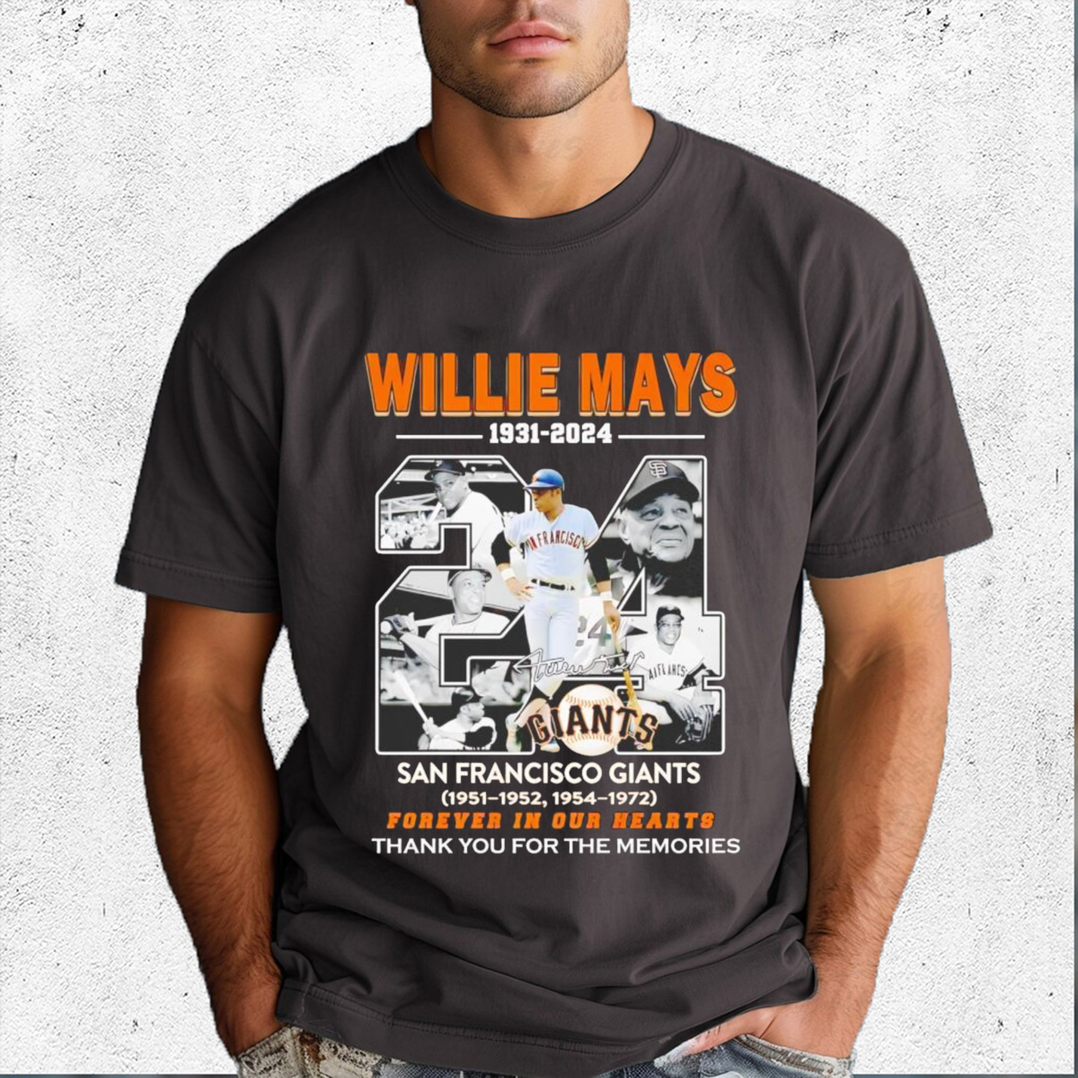 Willie Mays 1931 2024 San Francisco Giants Forever In Our Hearts Signature Shirt