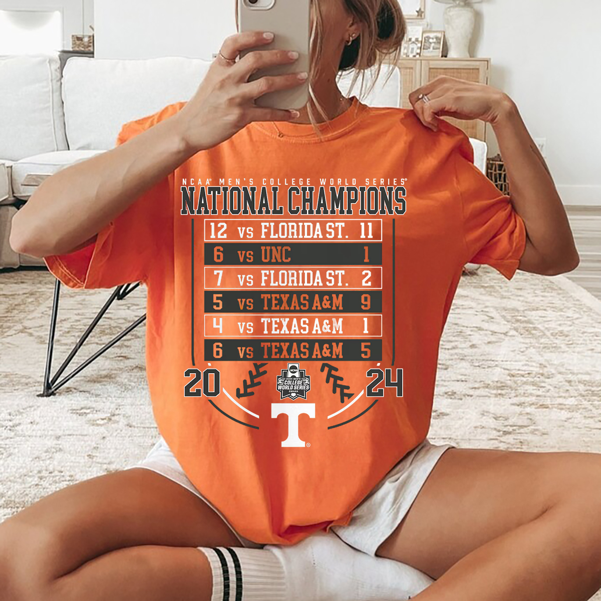 Tennessee Volunteers 2024 NCAA Mens Baseball College World Series Champions Schedule Shirt