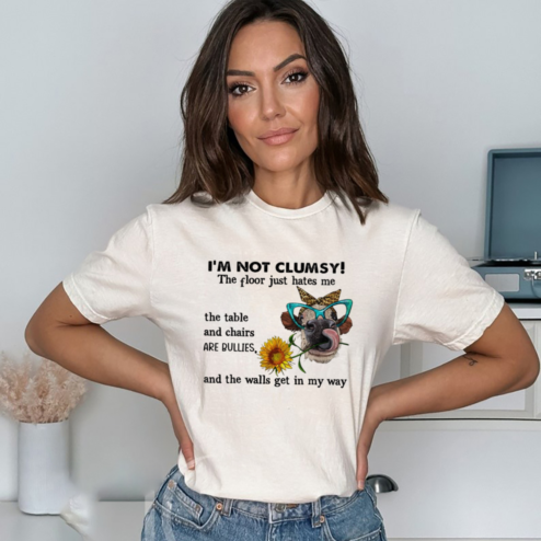 Cow I Am Not Clumsy The Floor Just Hates Me The Table And Chairs Are Bullies And The Walls Get In My Way Shirt