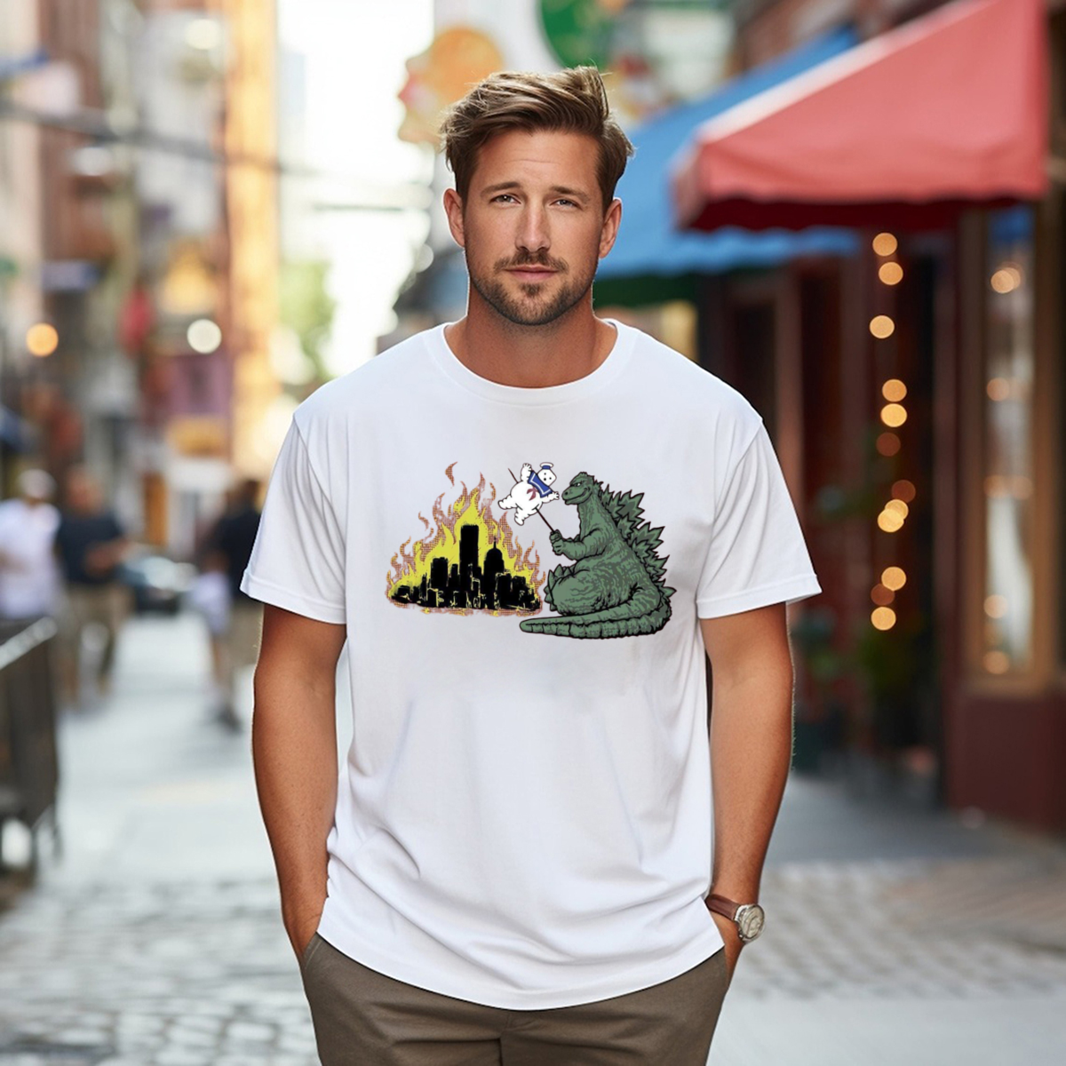 Godzilla Baking Marshmallow Man Shirt