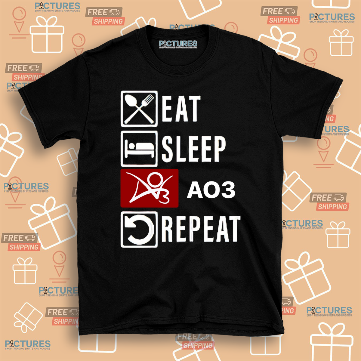 Eat Sleep AO3 Repeat Shirt