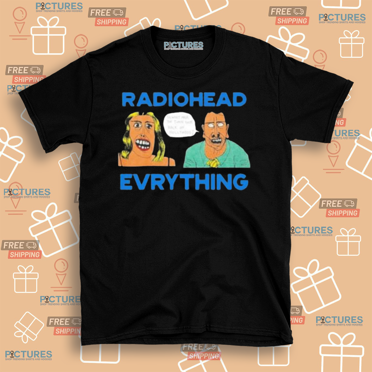 Ayo EdebirI Wearing Radiohead Evrything Shirt