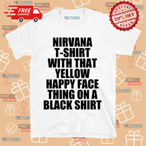 Nirvana Tshirt With That Yellow Happy Face Thing On A Black Shirt