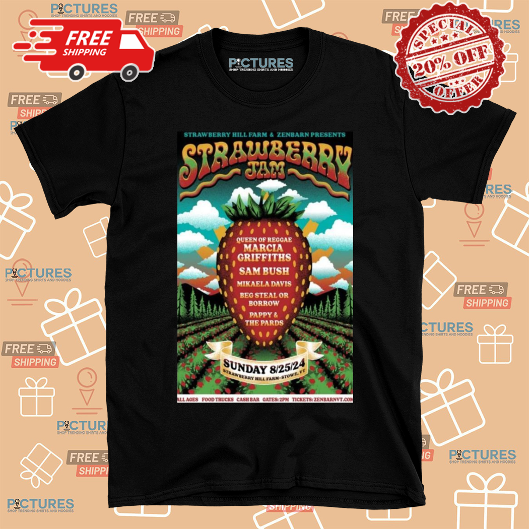 Strawberry Jam August 25th 2024 Stowe VT Event Poster Shirt