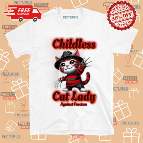 Childless Freddy Krueger Red Cat Lady Against Fascism Halloween Shirt