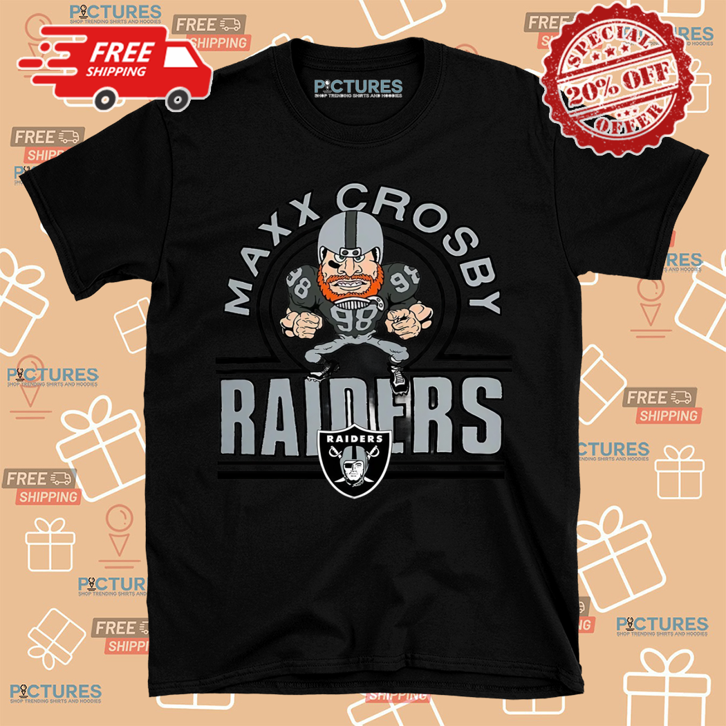 Las Vegas Raiders Maxx Crosby Homage Charcoal Caricature Player Tri Blend Shirt