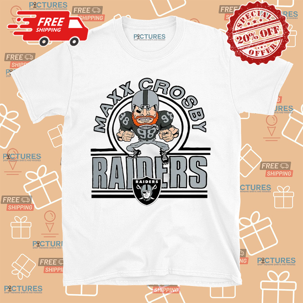 Maxx Crosby Homage Charcoal Caricature Player Tri Blend Shirt