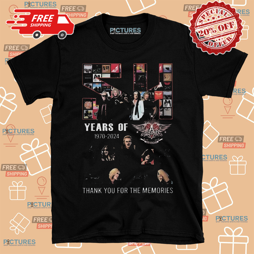 Aerosmith 54 Years Of Rock Band 1970 2024 Thank You For The Memories Signatures Shirt
