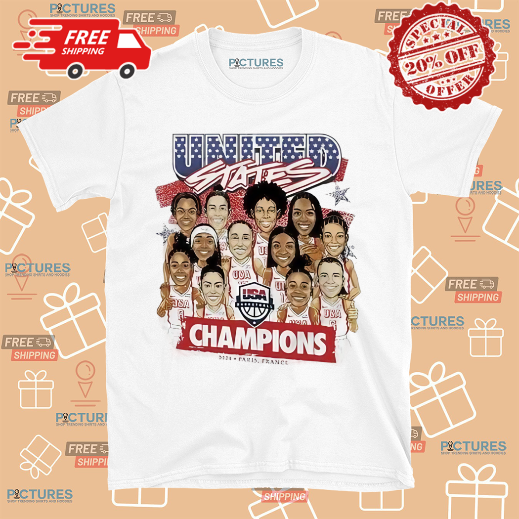 USA Womens Basketball 2024 Summer Olympics Paris France Gold Medal Team Caricature Shirt