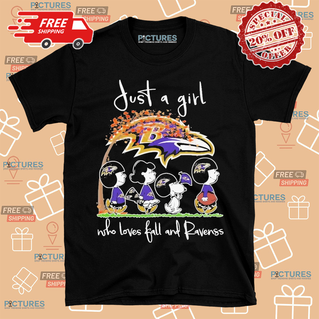 The Peanuts Just A Girl Who Loves Fall And Baltimore Ravens Shirt