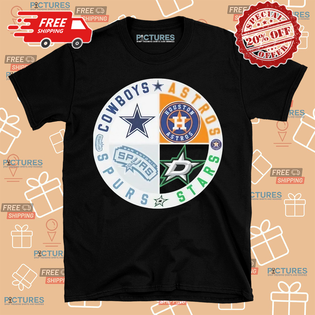Dallas Cowboys Houston Astros Dallas Stars And San Antonio Spurs Logo Shirt