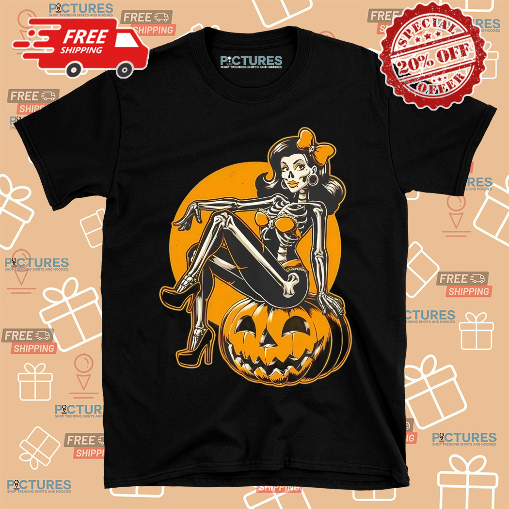 Skeleton Pumpkin Girl Halloween 2024 Shirt