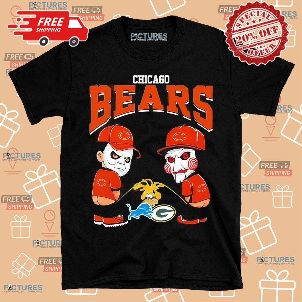 Michael Myers And Billy The Puppet X Chicago Bears Pee On NFL Teams Halloween 2024 Shirt