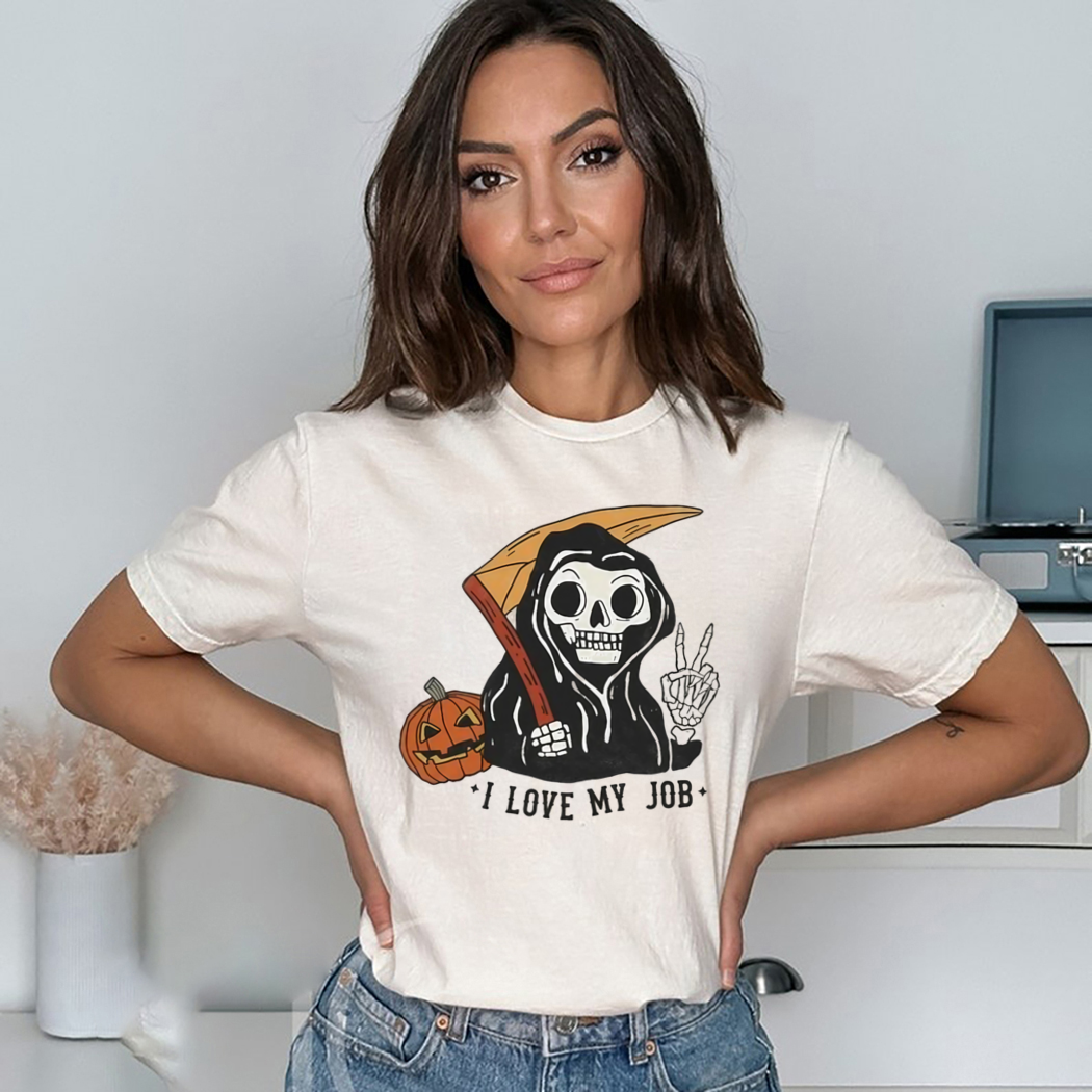 Grim Reaper Pumpkin I Love My Job Halloween Shirt Grim Reaper Pumpkin I Love My Job Halloween Shirt