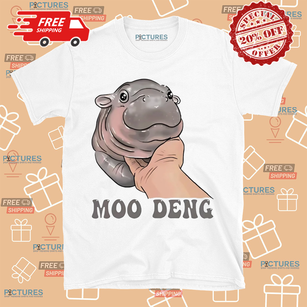 Moo Deng Baby Hippo Held In Hand Cartoon Shirt