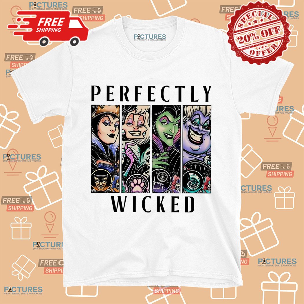 Disney Evil Queen Cruella De Vil Maleficent Ursula Perfectly Wicked Bad Witches Club Shirt